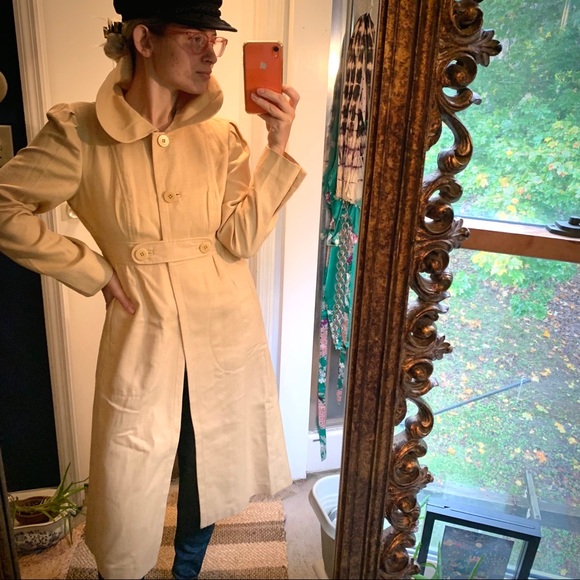 J Peterman Cotton Coat Trench Peter Pan Collar 8 - Picture 6 of 14